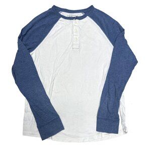 Medium Urban Pipeline Long Sleeve Raglan Henley Shirt White & Blue Two Tone